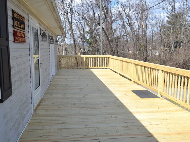 outside home with deck